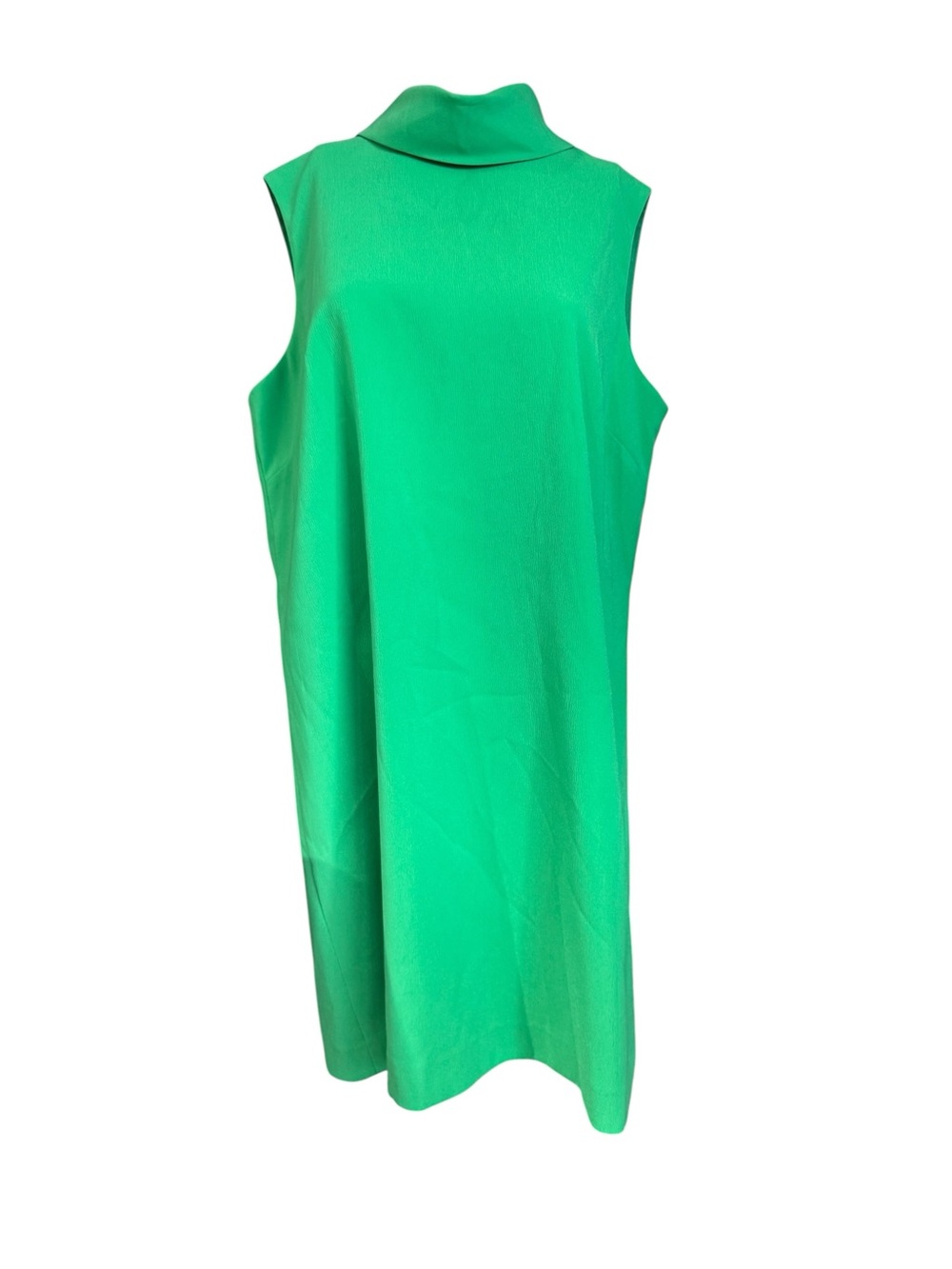 NWTs Alex Marie Vibrant Green Sleeveless Shift Midi Dress with Mock Neck Size 14